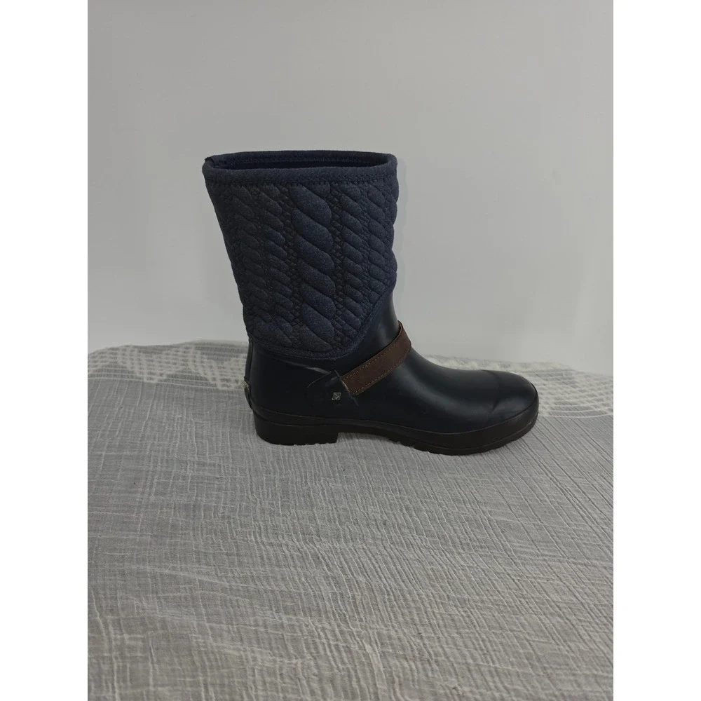 Sperry Top-Sider Saltwater Navy Blue Quilted Waterproof Rain Boots STS95942 9